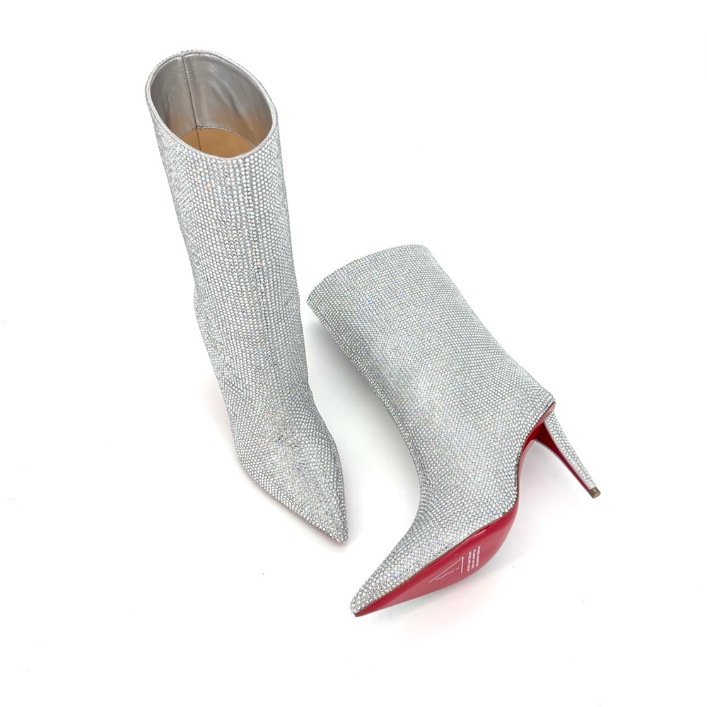 NIB Christian Louboutin Astrilarge Strass Booty 85 Pointed Toe Boots 36.5 - Picture 8 of 10